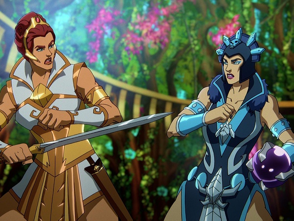 Teela and Evil-Lyn battle in Masters of the Universe Revelation 2021